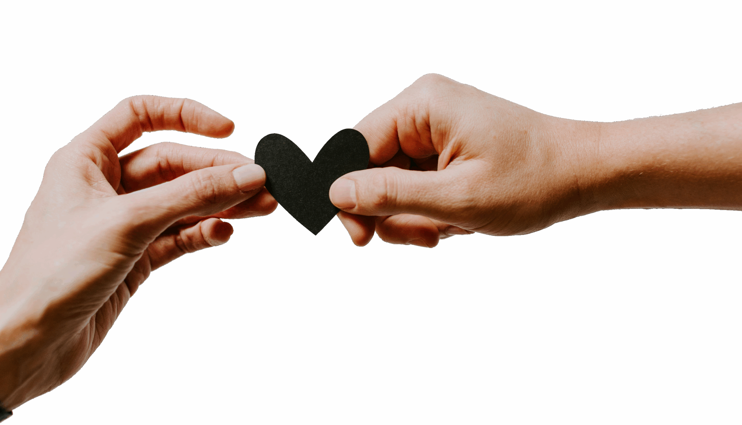 To hender som deler et lite svart hjerte.